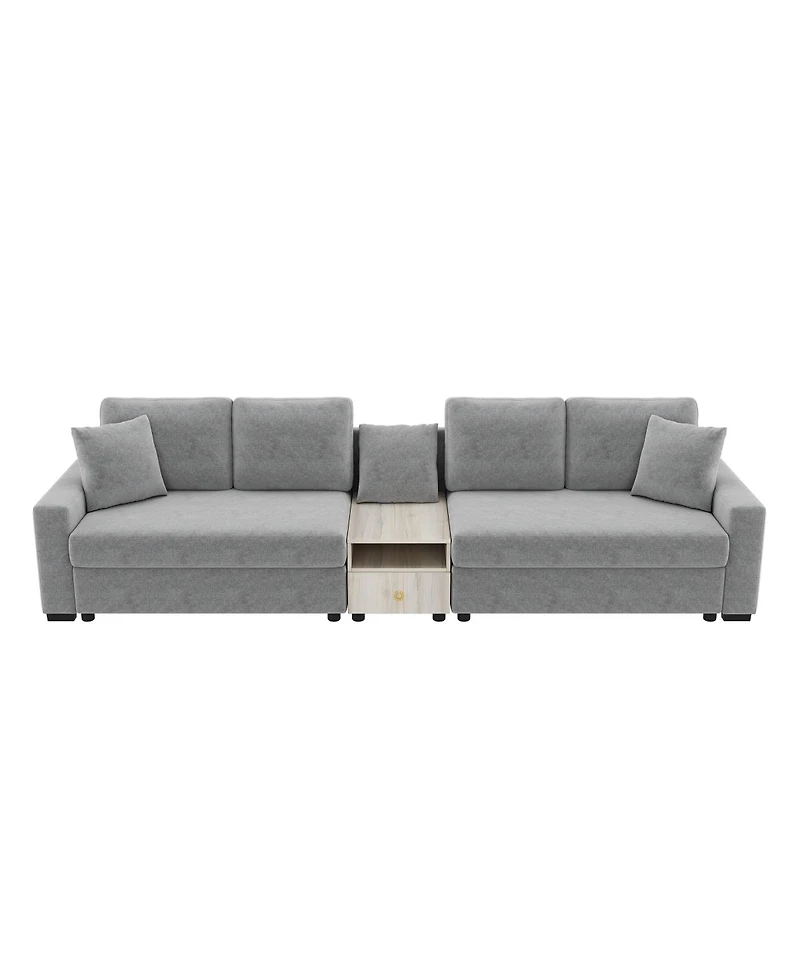 Streamdale Furniture Modern 127.9'' Modular Sofa with Storage Armrest and Console