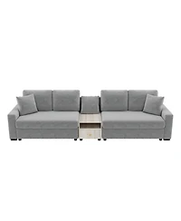 Streamdale Furniture Modern 127.9'' Modular Sofa with Storage Armrest and Console