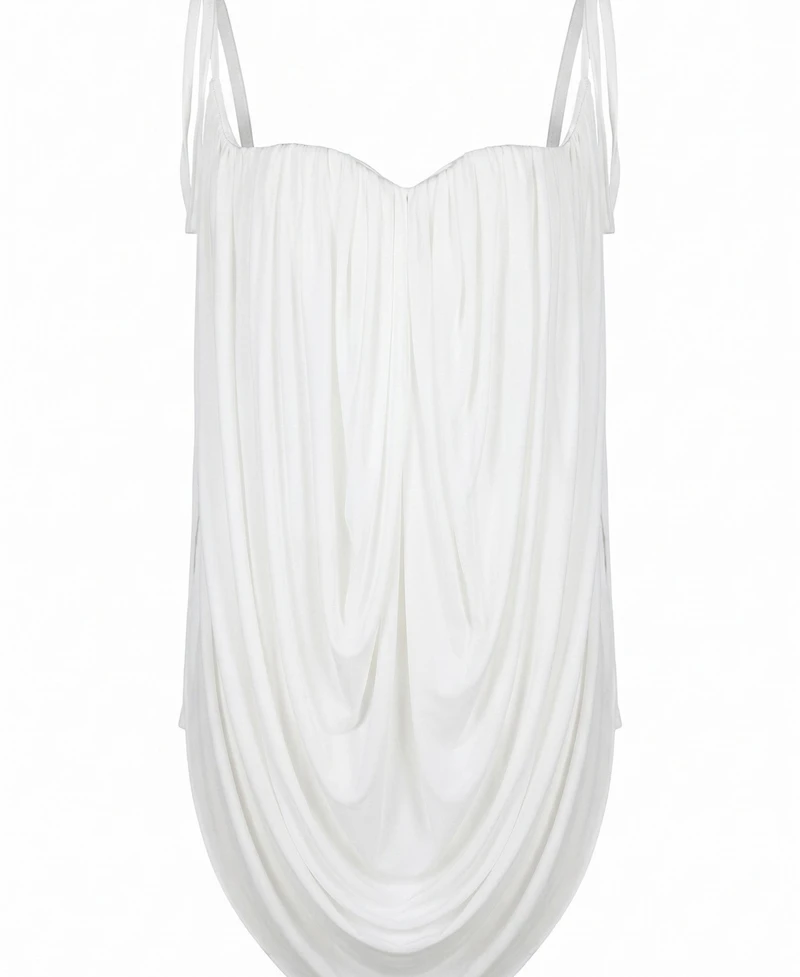 Modenaire Women's Draped Chiffon Sweetheart-Neck Tie-Strap Camisole Top