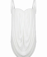 Modenaire Women's Draped Chiffon Sweetheart-Neck Tie-Strap Camisole Top