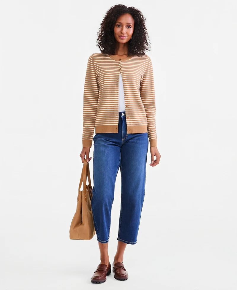 Style & Co Women's Striped Button-Down Cardigan Sweater, Macy's Exclusive
