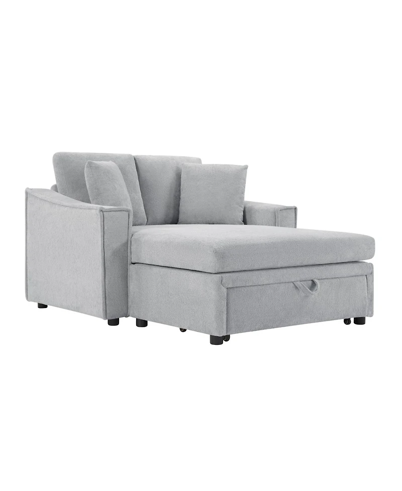 Streamdale Furniture Modern 53.5'' Chaise Sofa Bed with Hidden Storage and Pillows