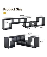 Streamdale Furniture Modern Wood Grain Expandable Media Console with Open Storage