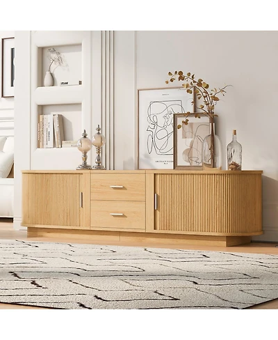 Streamdale Furniture Modern Tv Stand with Hidden Storage and Rounded Corners for 65''-70'' TVs