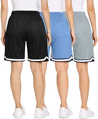 Jump Start Women's Loose Fit Moisture-Wicking Performance Shorts-3 Pack