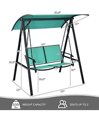 Outdoor 2-Seat Swing Loveseat with Canopy Hanging Swing Beige