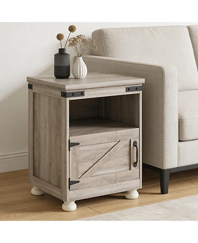 Clihome Farmhouse Modern Storage Side Table - 3-in-1 Nightstand Entryway Coffee Table
