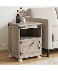 Clihome Farmhouse Modern Storage Side Table - 3-in-1 Nightstand Entryway Coffee Table