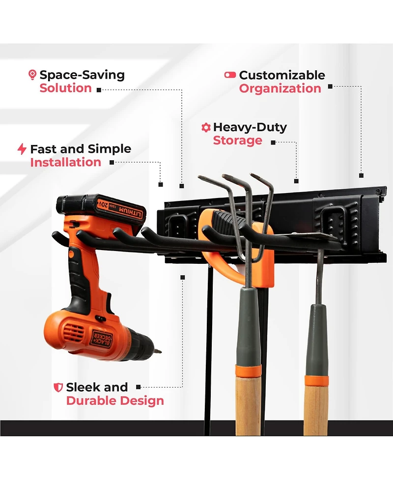 Xdovet Organizer Wall Mount Storrack Adjustable Hooks Anti-rust