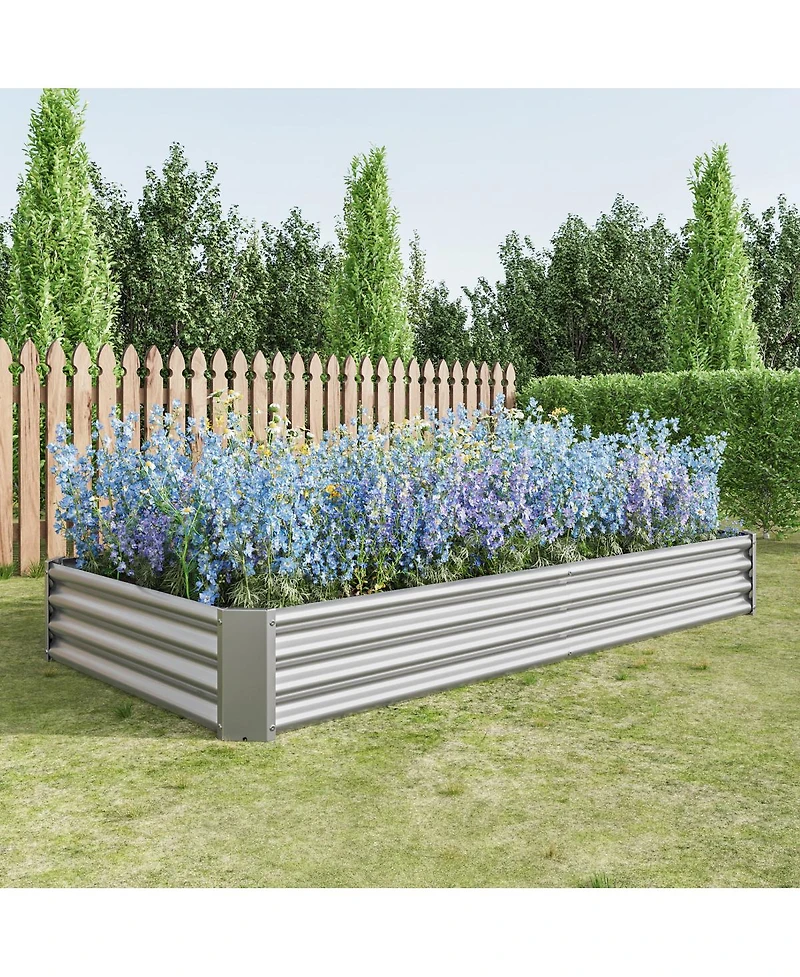 Streamdale Furniture 2Piece 8x4x1ft Metal Raised Rectangle Garden Planter Beds