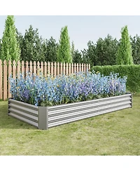 Streamdale Furniture 2Piece 8x4x1ft Metal Raised Rectangle Garden Planter Beds