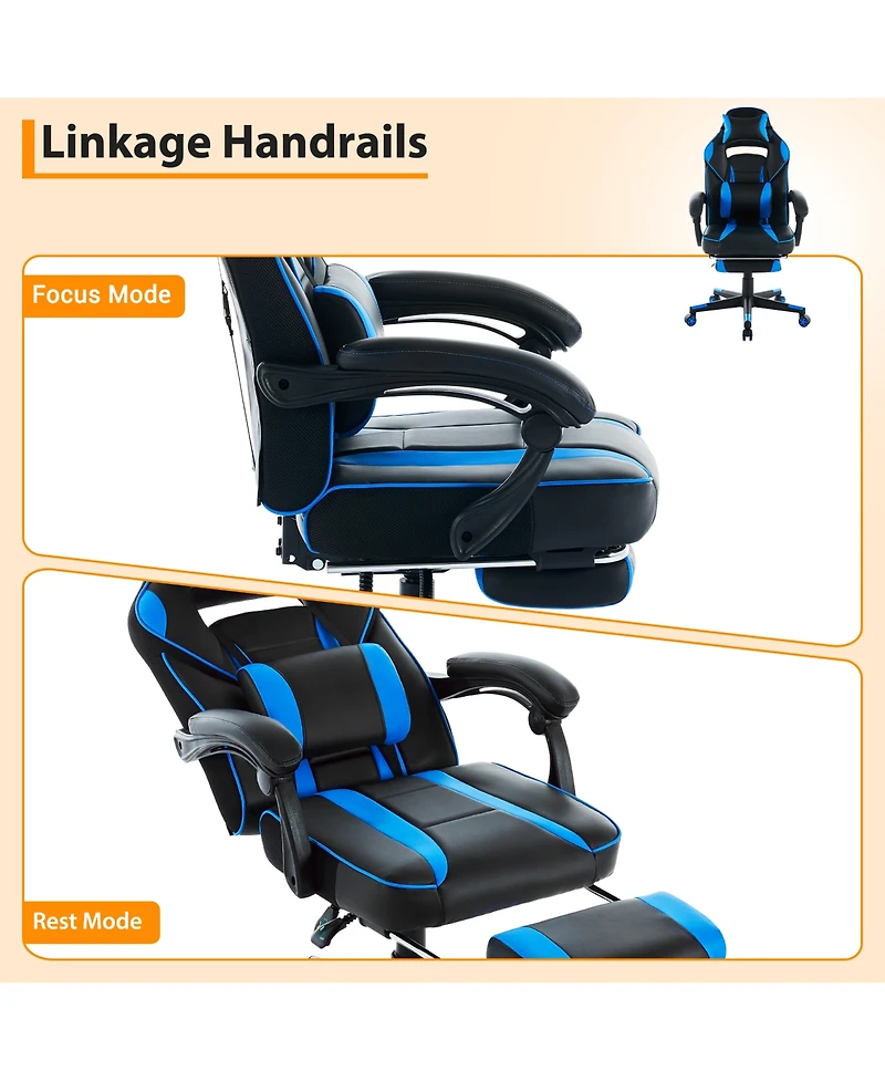 homfan 25.6D x 26.8W x 46.3H in Pu Leather Gaming Chair High Back Ergonomic, Racing Style Computer Desk Chair for Home Office Bedroom