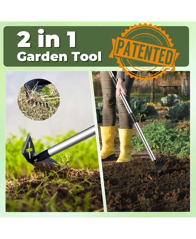 Xdovet Weed Puller Long Handle Manual Weeder Rake Hoe Garden Tool