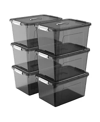 Xdovet Stackable Plastic Storage Boxes with Lids Latches Organizer