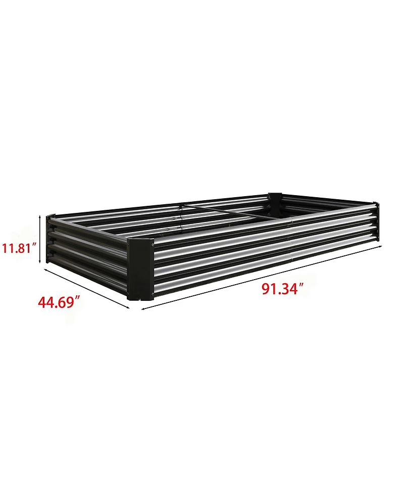 Streamdale Furniture 2Piece 8x4x1ft Metal Raised Rectangle Garden Planter Beds