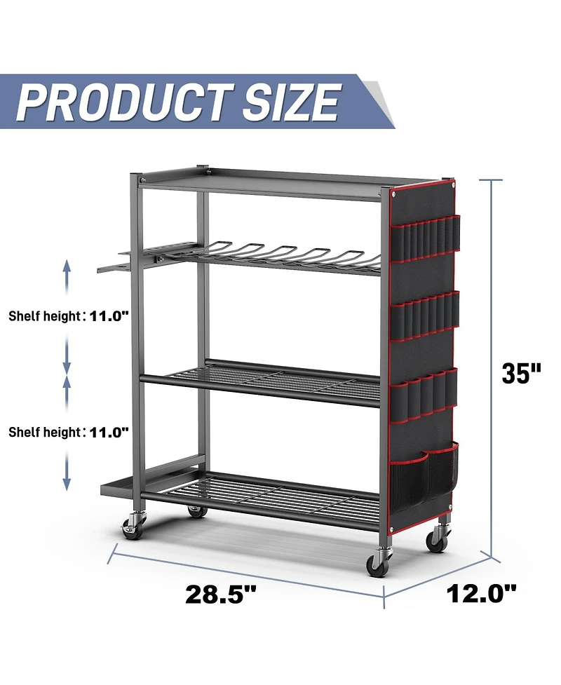 Xdovet Rolling Power Tool Storage Cart Drill Organizer Rack
