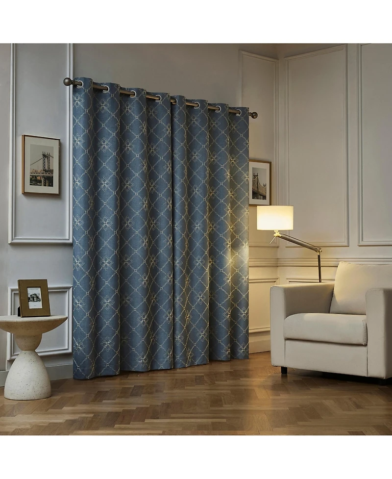 Sun Zero Adria Trellis Embroidered 100percentage Blackout Grommet Curtain Panel