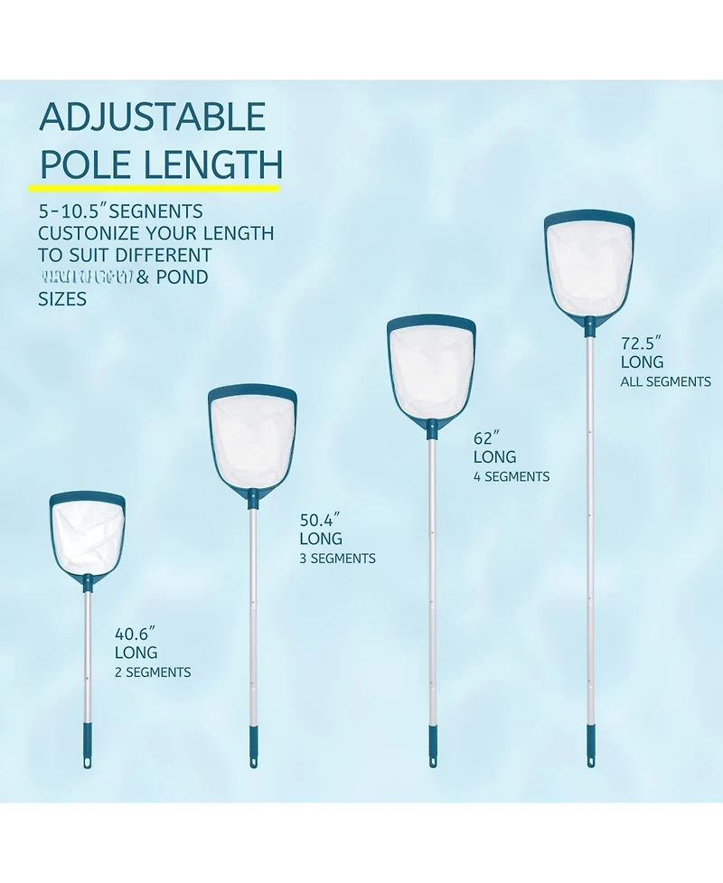 Xdovet Pool Skimmer Net Rake Aluminum Pole Mesh