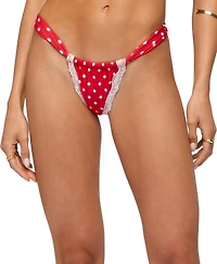 Edikted Women's Bina Lacey Polka Dot Bikini Bottom