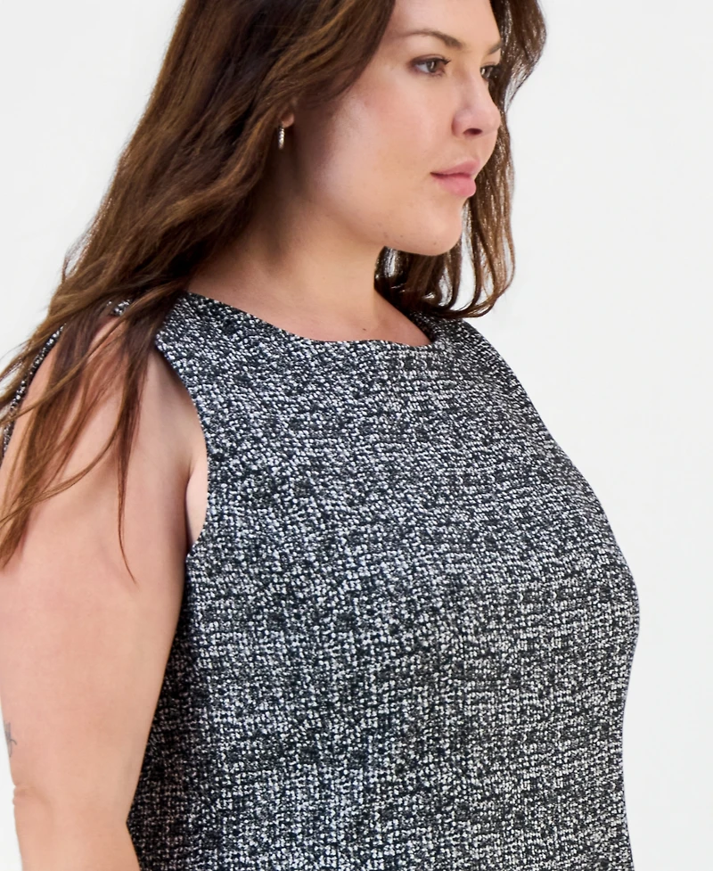 Kasper Plus Sleeveless Tweed A-Line Dress