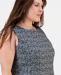 Kasper Plus Sleeveless Tweed A-Line Dress