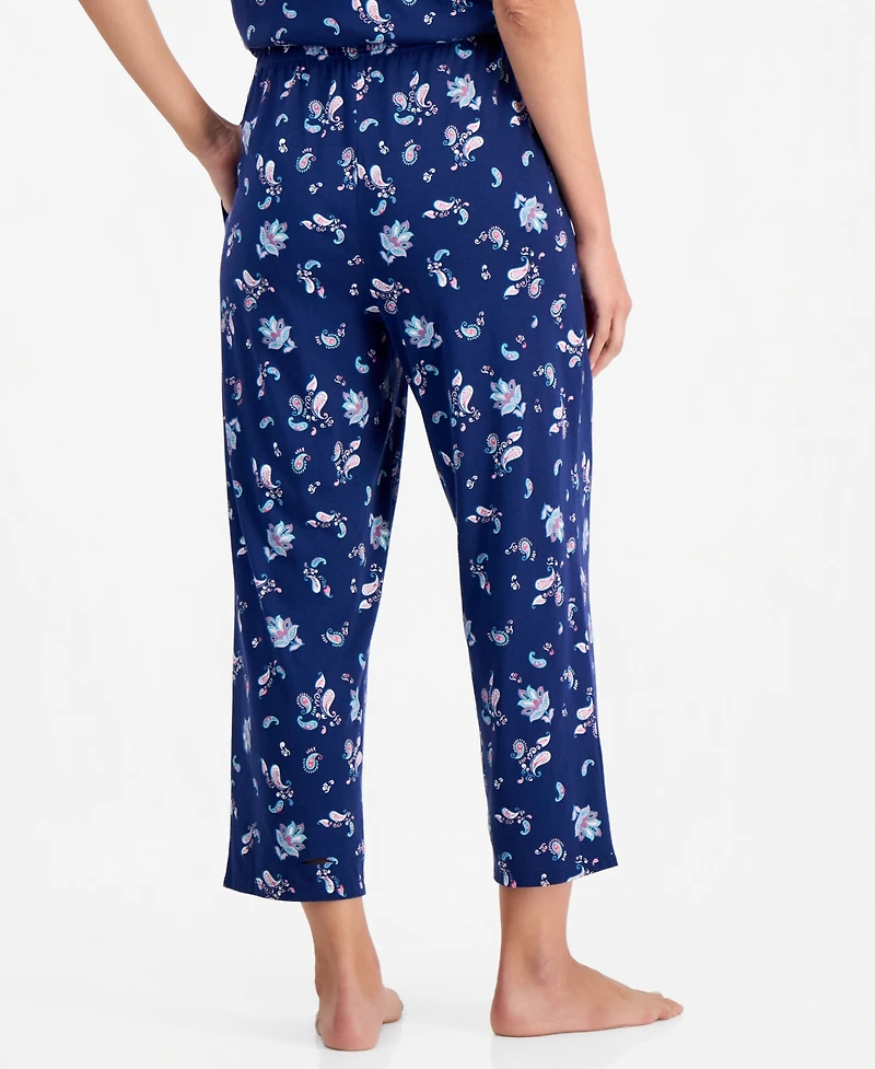 Charter Club Women's 2-Pc. Cotton Printed Cropped Pajamas Set