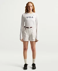 Nike Women's Acg White Team Usa Dri-fit Primary Logo Long Sleeve T-Shirt