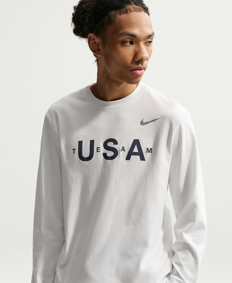 Nike Men's Acg White Dri-fit Primary Logo Long Sleeve T-Shirt