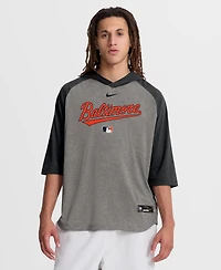 Nike Men's Black Baltimore Orioles Authentic Collection Flux Dri-fit Raglan 3/4-Sleeve Hooded T-Shirt
