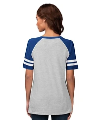 G-iii 4Her by Carl Banks Women's Heather Gray Chicago Cubs Goal Line Raglan V-Neck T-Shirt