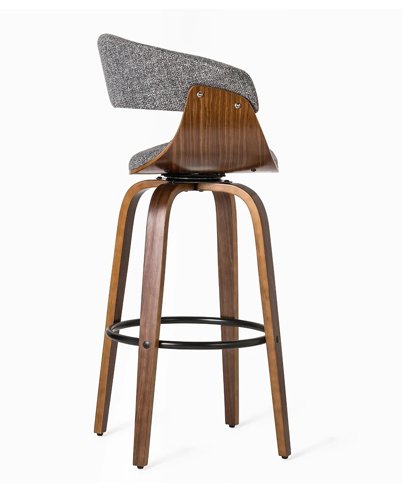 Glitzhome Mid-Century Modern Fabric Swivel Bar Stool, Set of 2