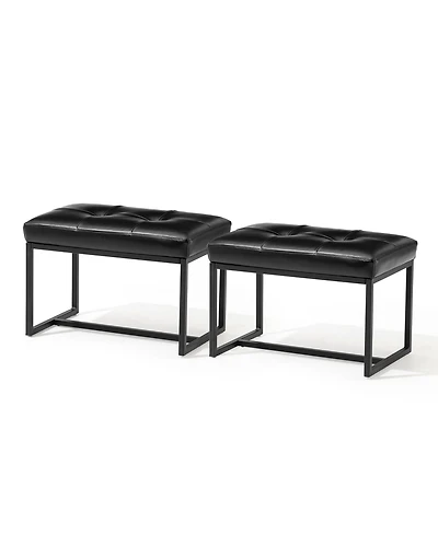 Glitzhome Modern Thick Leatherette Accent Stool, Set of 2