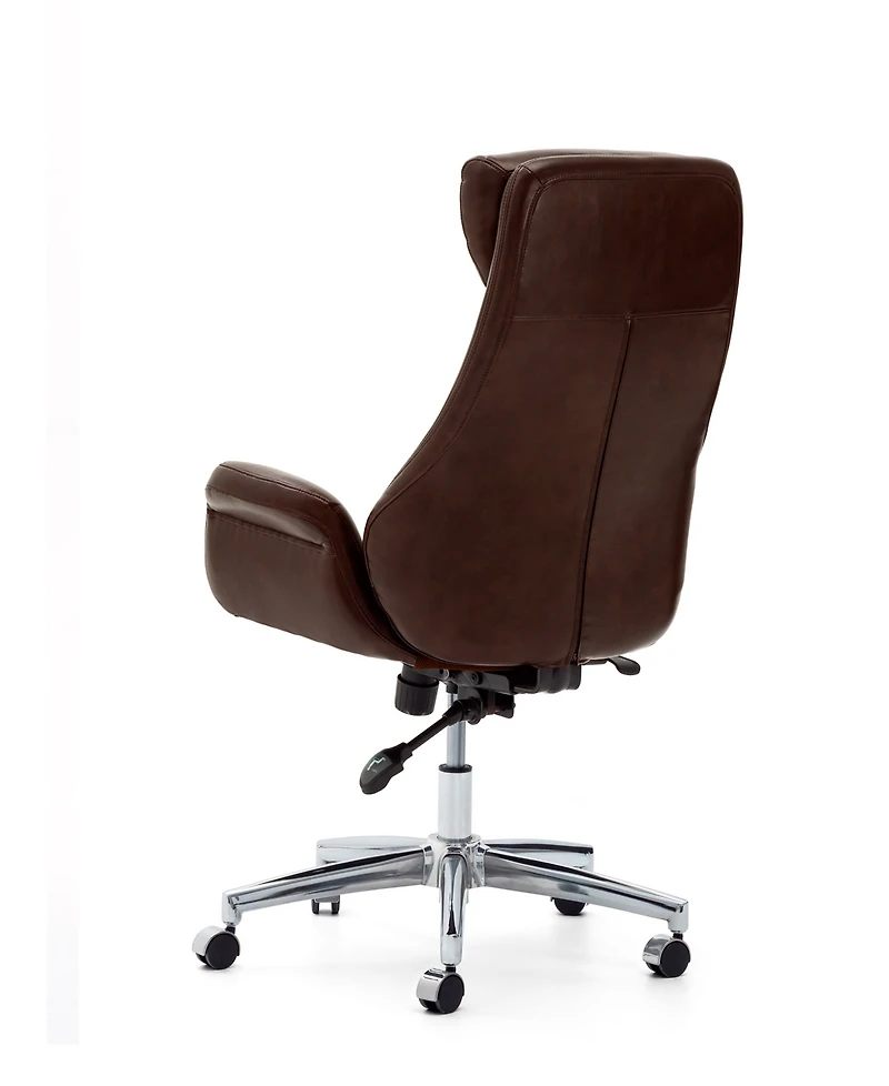 Glitzhome Mid-Century Modern 47.75" Bonded Leather High Back Office Chair