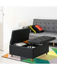 homfan Sherpa Upholstered Lift Top Storage Ottoman Tufted Bench, Heavy Duty Engineered Wood Living Room Furniture