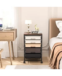 Xdovet Rolling Utility Storage Cart with Wooden Top