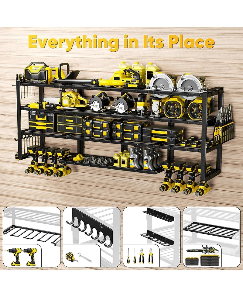 Xdovet Power Tool Organizer Wall Mount 4 Tier Drill Holder
