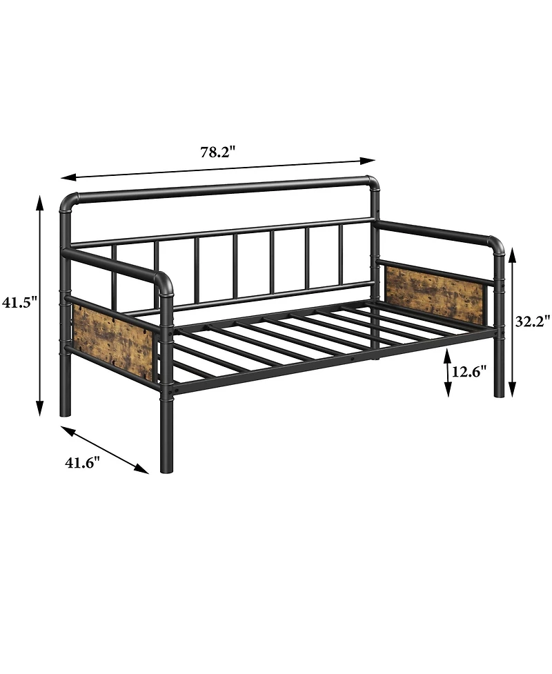 homfan Twin Daybed with Classic Headboard, Metal Frame, Under-Bed Storage, No Box Spring Needed