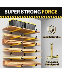 Xdovet Lumber Rack Folding Wall-Mounted Metal 6-Level Heavy Duty Garage Organizer Wood Storage Indoor Outdoor