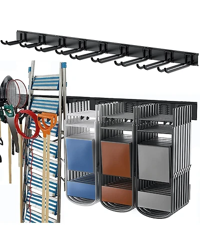 Xdovet Tool Storrack Steel Garage Wall Mount Organizer Hooks Ladder Chair Shovel Broom Power Tool Storage Rack Heavy Duty 800 Lbs