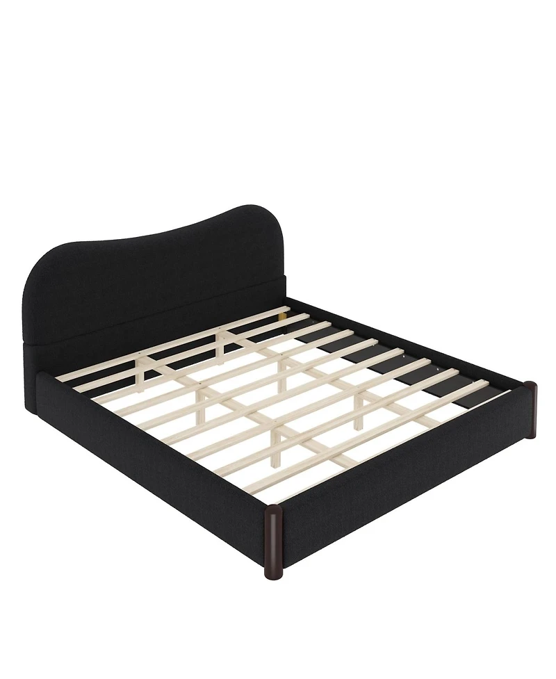 Streamdale Furniture Upholstered Platform Bed with Wood Supporting Feet