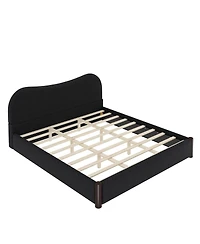 Streamdale Furniture Upholstered Platform Bed with Wood Supporting Feet