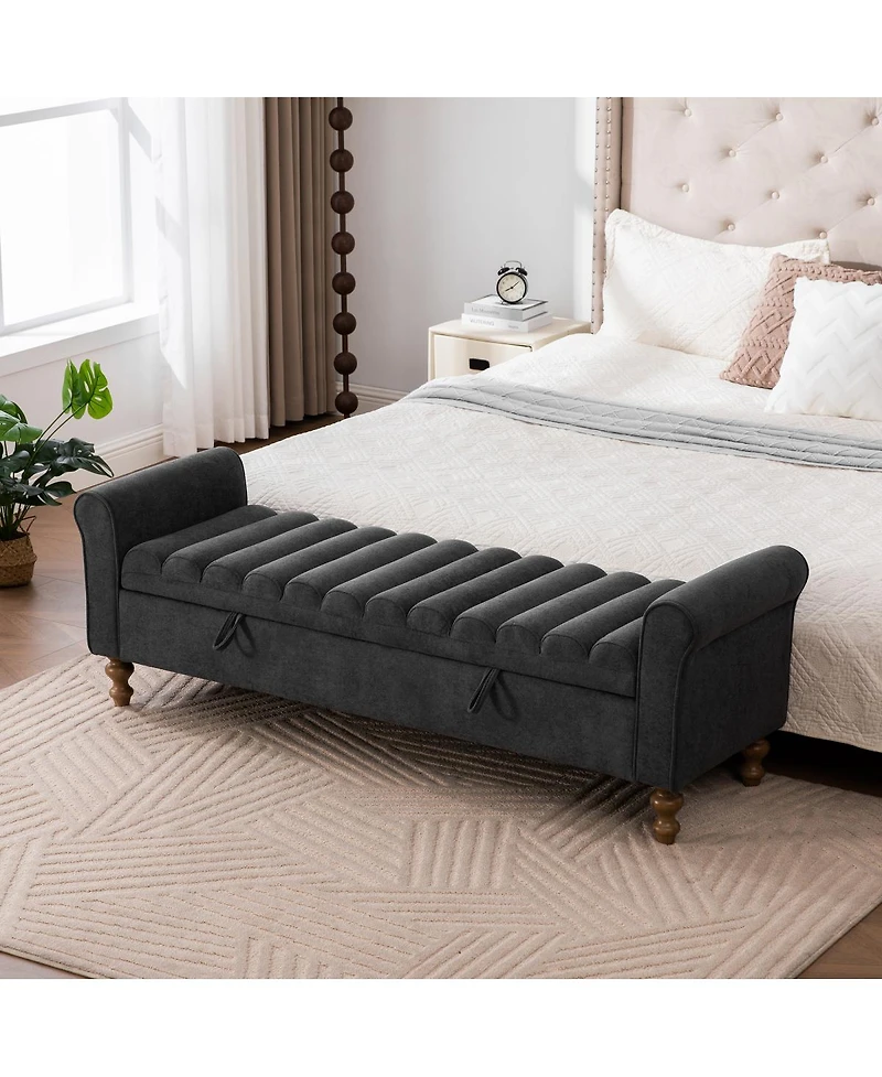 Streamdale Furniture 65.55'' Modern Upholstered Storage Bench with Rolled Arms
