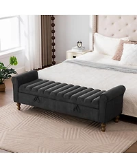 Streamdale Furniture 65.55'' Modern Upholstered Storage Bench with Rolled Arms