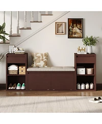 Streamdale Furniture All-in-One Entryway Storage Bench with Cushion and Drawers