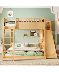 Streamdale Furniture Loft Bed with Upholstered Headboard Storage Ladder and Slide