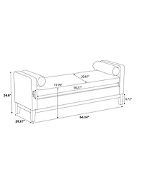 Streamdale Furniture 66.34''W Upholstered Bench with Wood Frame and 2 Bolsters