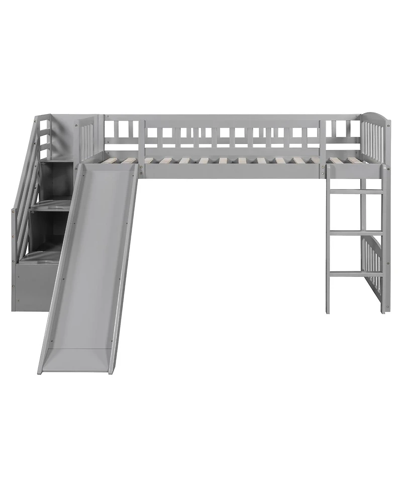 Streamdale Furniture Stairway Twin Size Loft Bed with Two Drawers