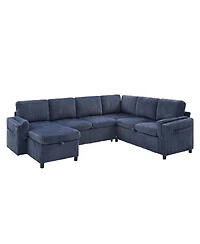 Streamdale Furniture 111'' U-Shaped Convertible Sectional Sofa Bed with Storage and Usb