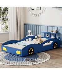 Streamdale Furniture Wooden Race Car Twin Bed with Wheels