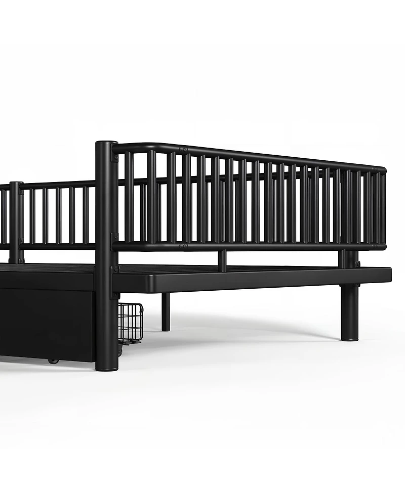 Streamdale Furniture Queen Size Metal Platform Bed with Storage Drawers